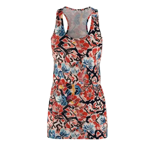 Crimson Brushwork on a Racerback Dress