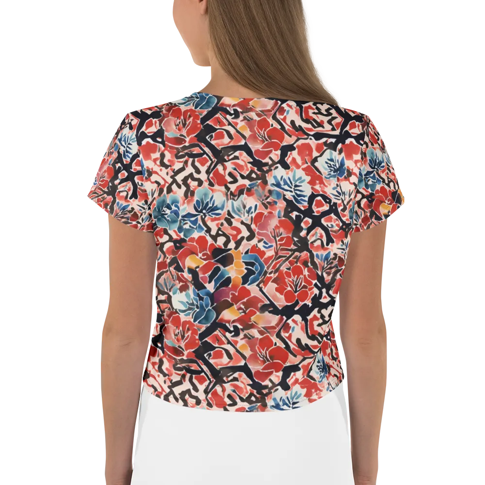 Crimson Brushwork on Crop Tee — Back