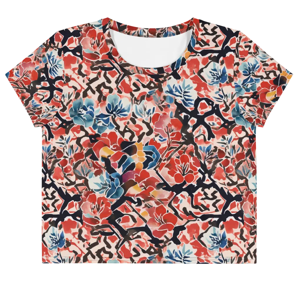 Crimson Brushwork on Crop Tee — Front