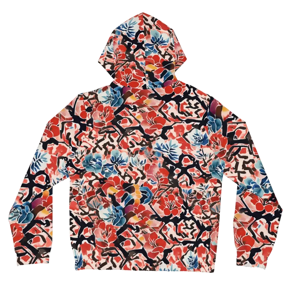 Crimson Brushwork on Women's Full-Zip Hoodie — Back
