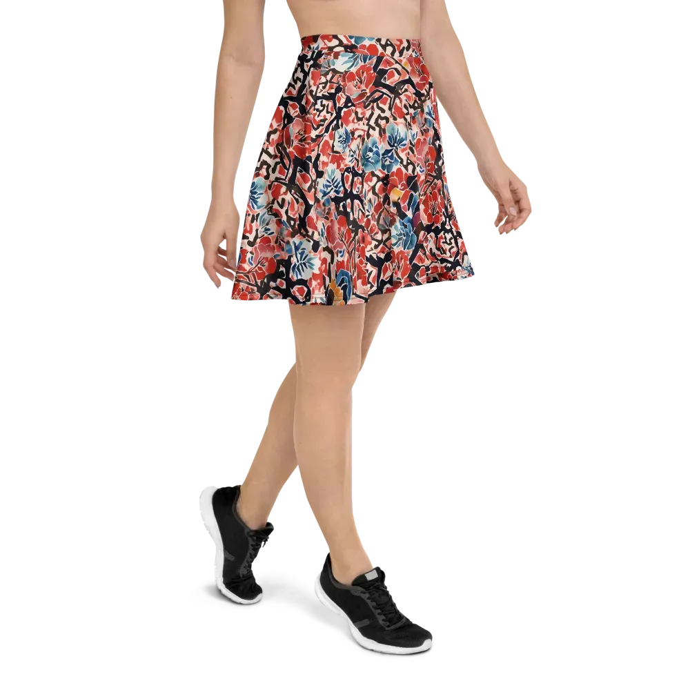 Crimson Brushwork on Skater Skirt — Right