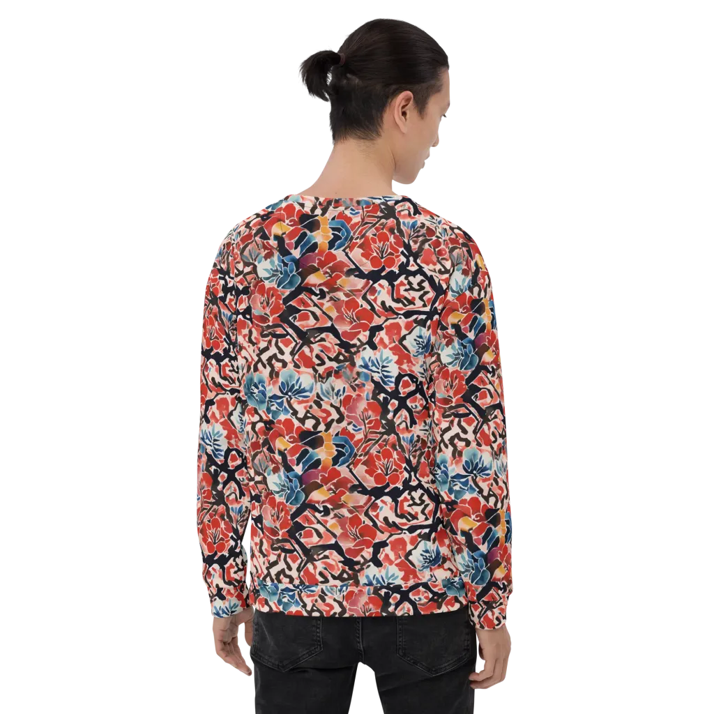 Crimson Brushwork on Sweatshirt — Back