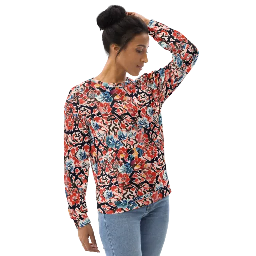 Crimson Brushwork on a Sweatshirt