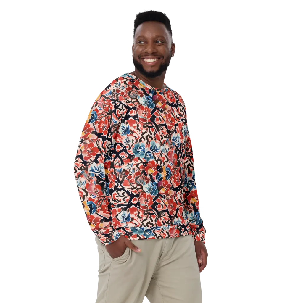Crimson Brushwork on Sweatshirt — Front