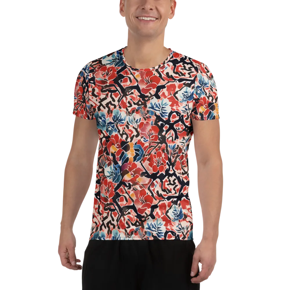 Crimson Brushwork on Men's Athletic T-Shirt — Front