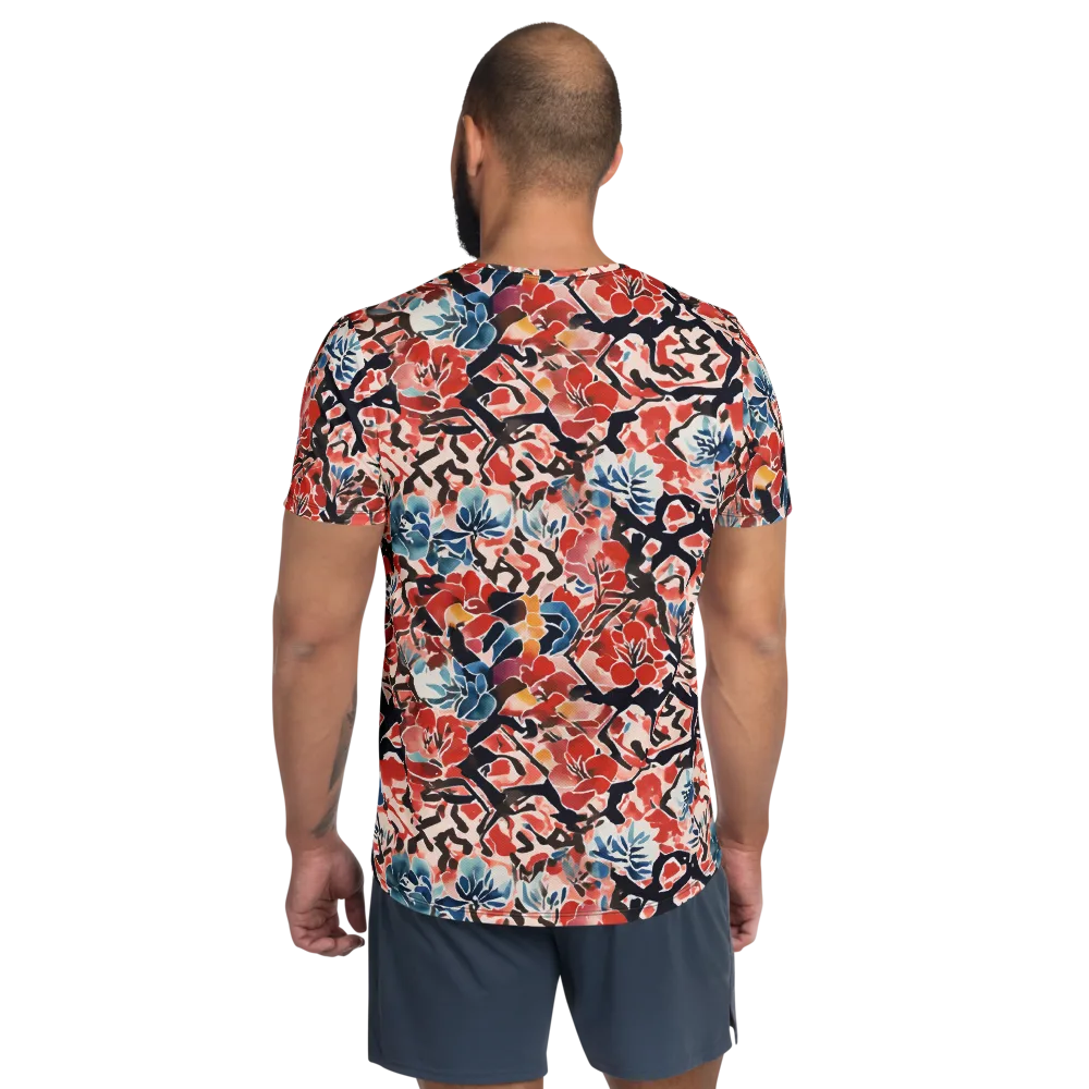 Crimson Brushwork on Men's Athletic T-Shirt — Back