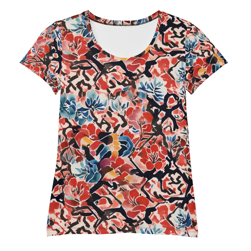 Crimson Brushwork on Women's Athletic T-Shirt — Front