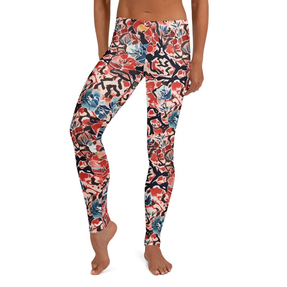 Crimson Brushwork on Leggings — Front