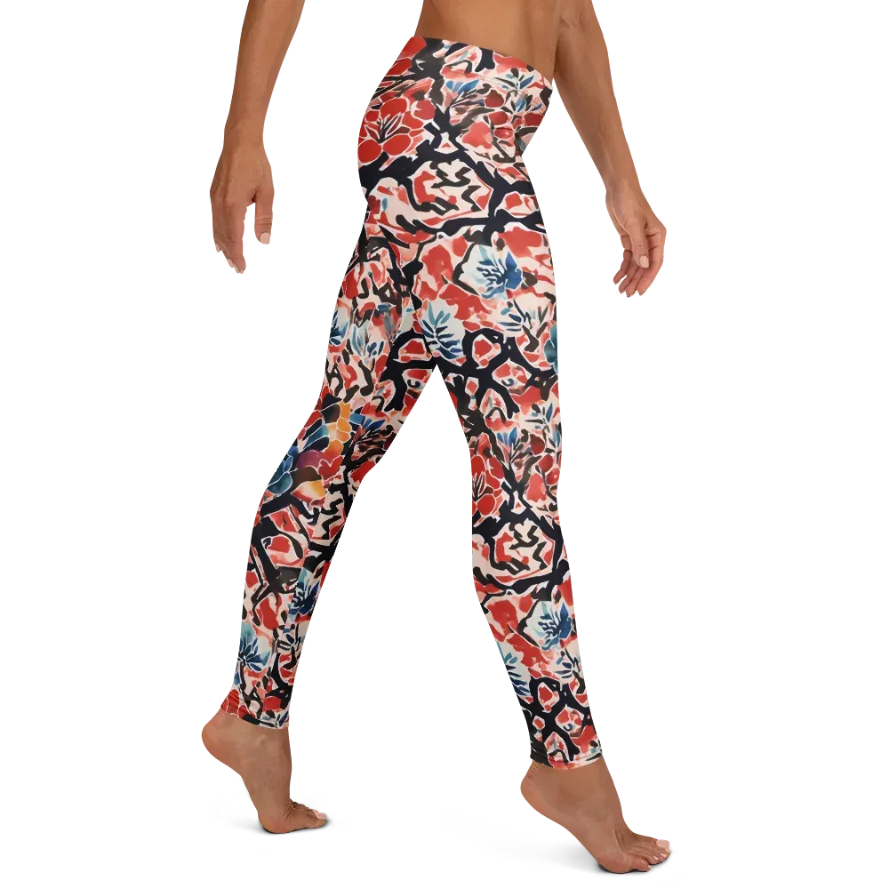 Crimson Brushwork on Leggings — Right