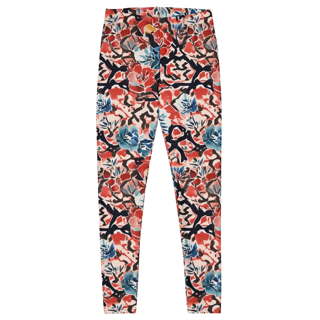 Crimson Brushwork on Leggings — Front