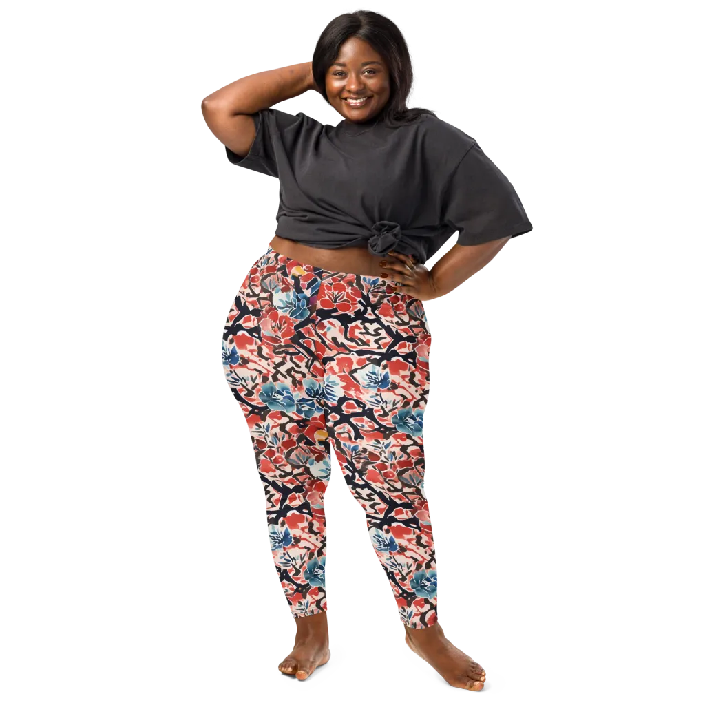 Crimson Brushwork on Leggings — Front