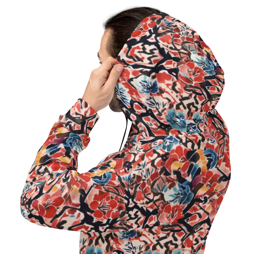 Crimson Brushwork on Hoodie — Back
