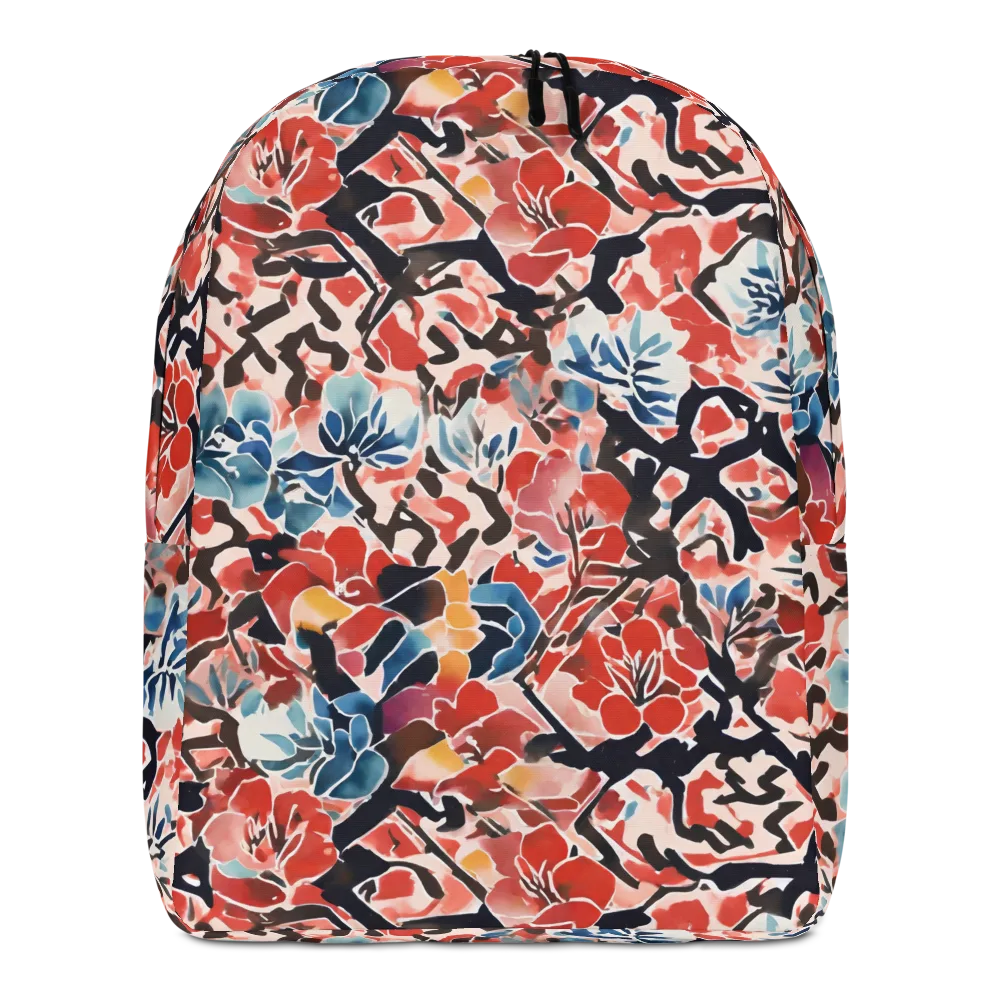 Crimson Brushwork on Minimalist Backpack — Front
