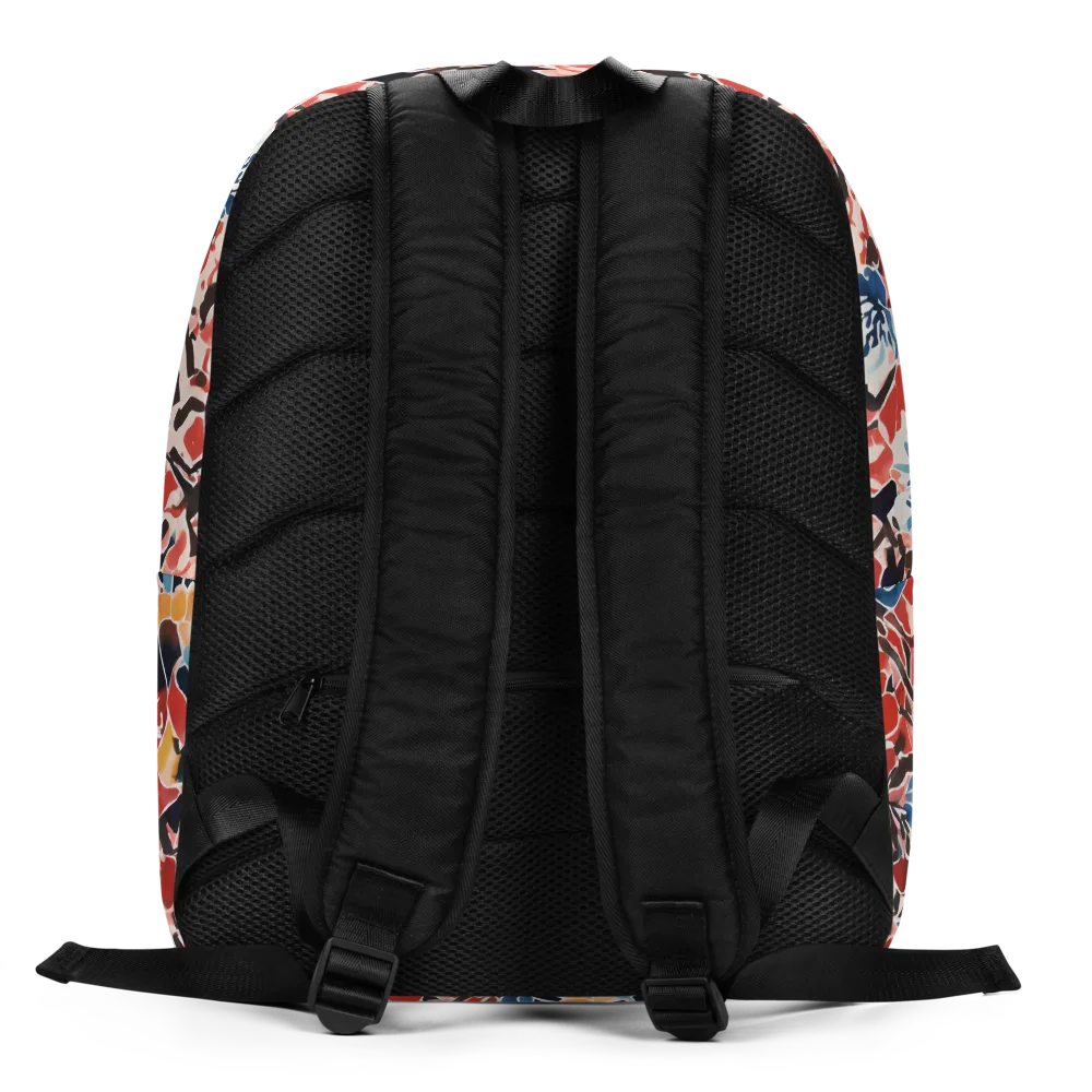 Crimson Brushwork on Minimalist Backpack — Back
