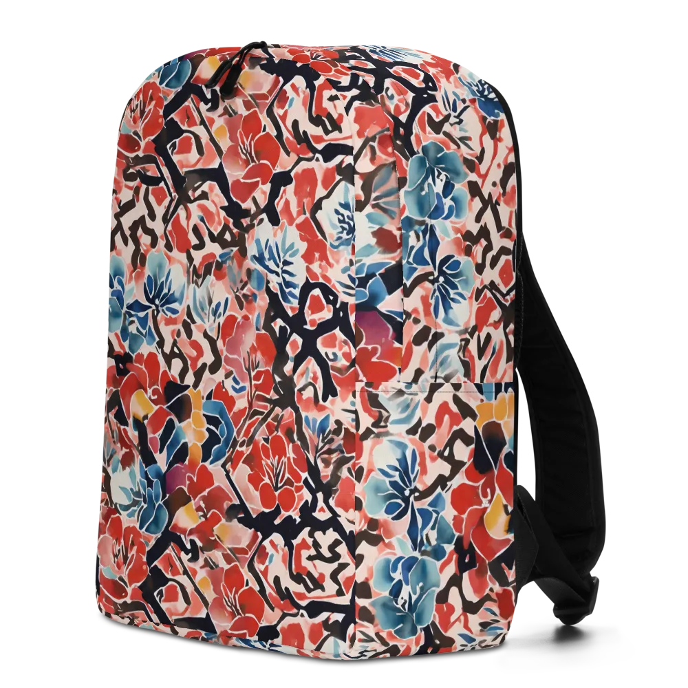 Crimson Brushwork on Minimalist Backpack — Left
