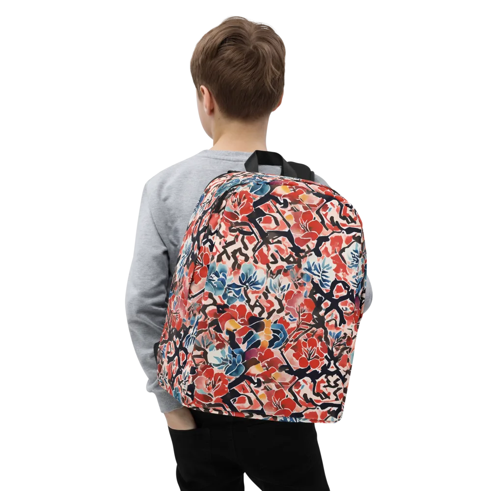 Crimson Brushwork on Minimalist Backpack — Zoomed-in