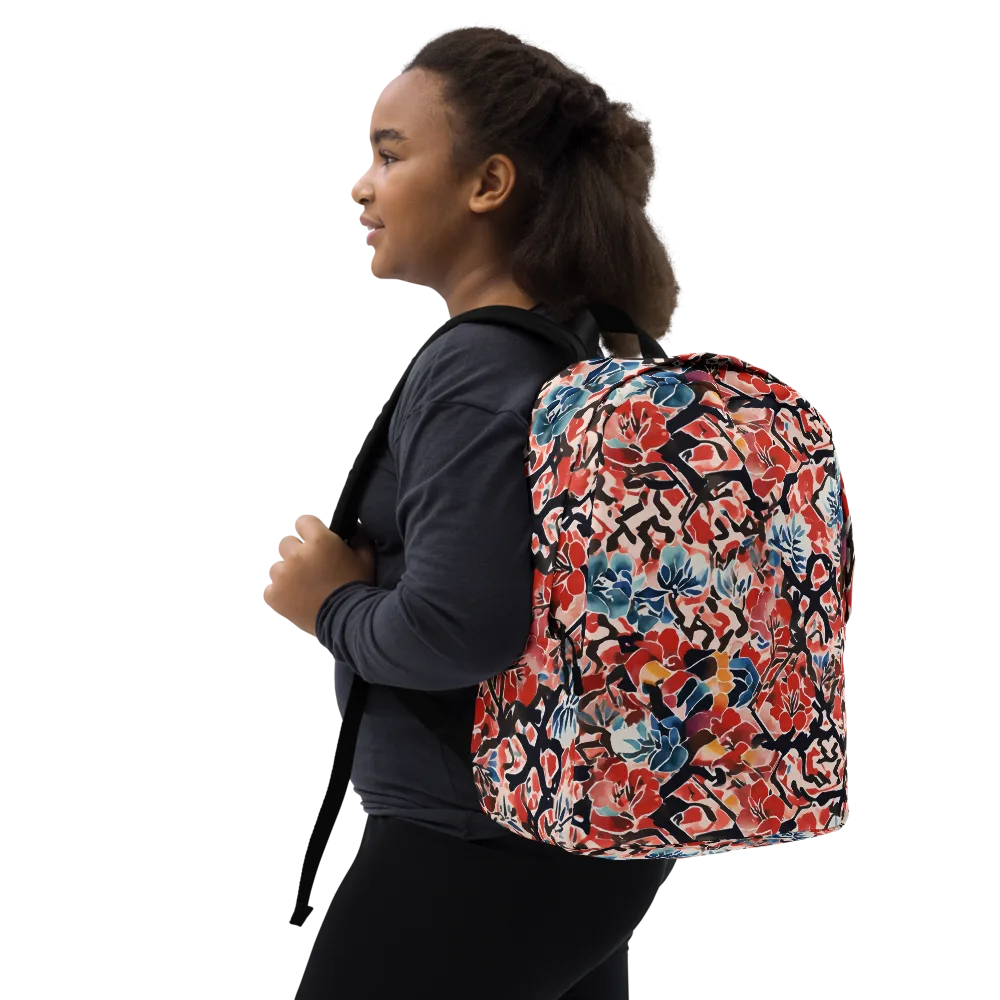 Crimson Brushwork on Minimalist Backpack — Right Front