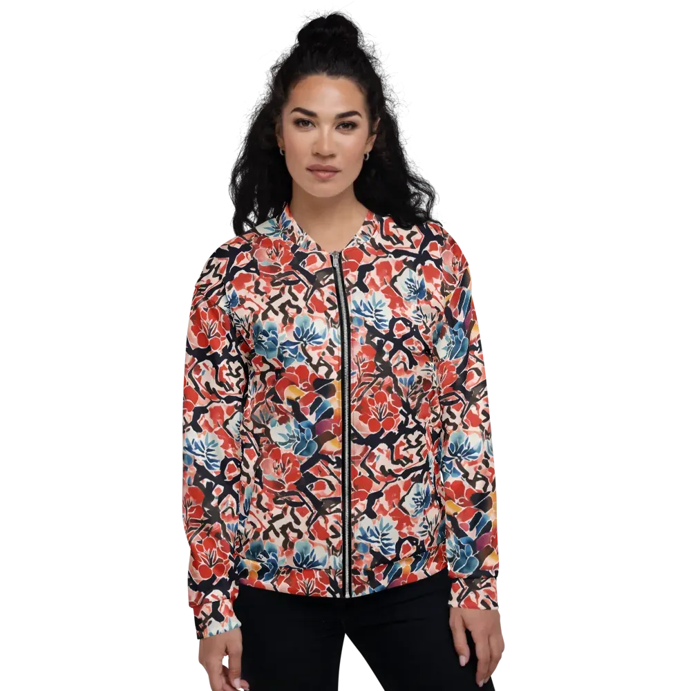 Crimson Brushwork on Bomber Jacket — Front