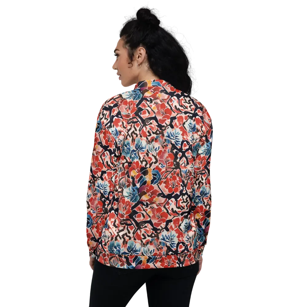 Crimson Brushwork on Bomber Jacket — Back