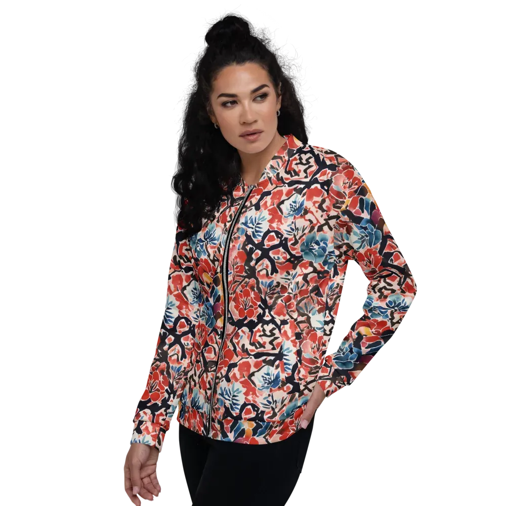 Crimson Brushwork on Bomber Jacket — Left