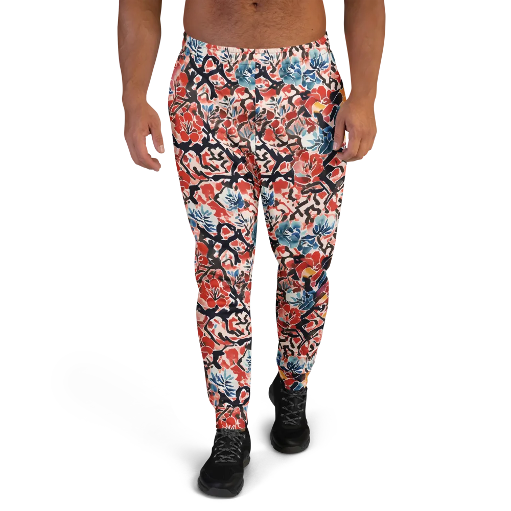 Crimson Brushwork on Men's Joggers — Front