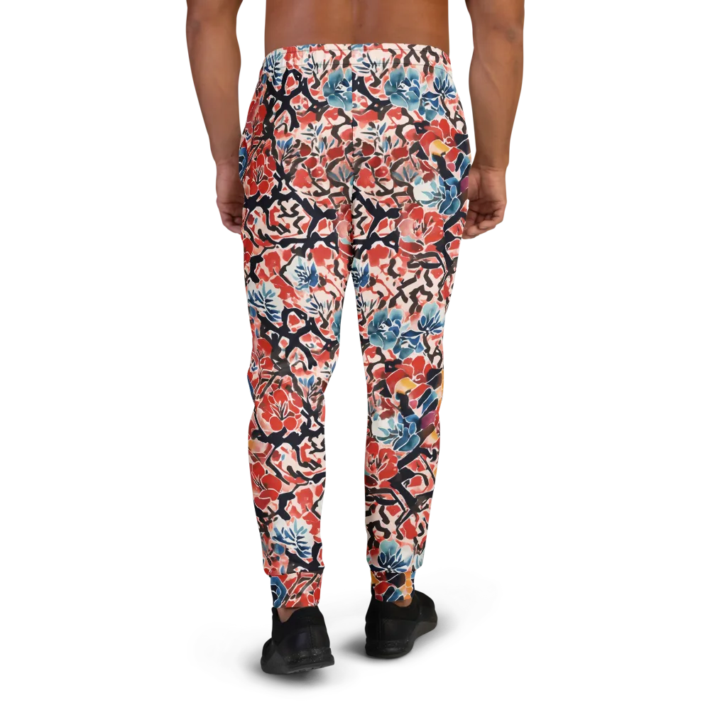 Crimson Brushwork on Men's Joggers — Back