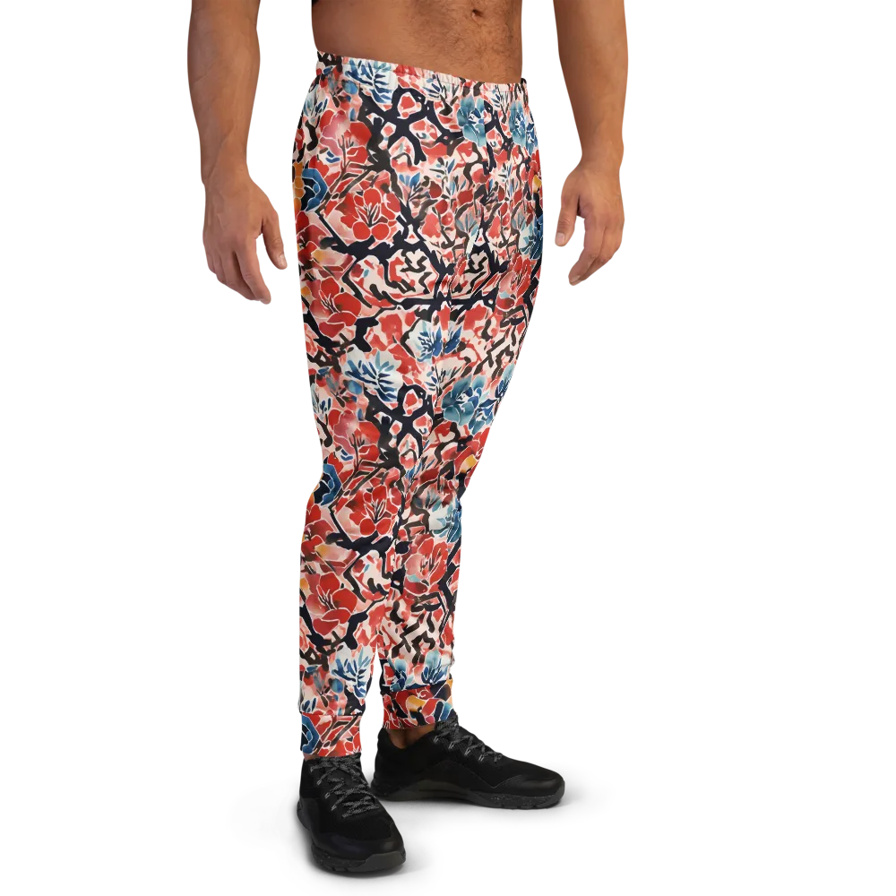 Crimson Brushwork on Men's Joggers — Right