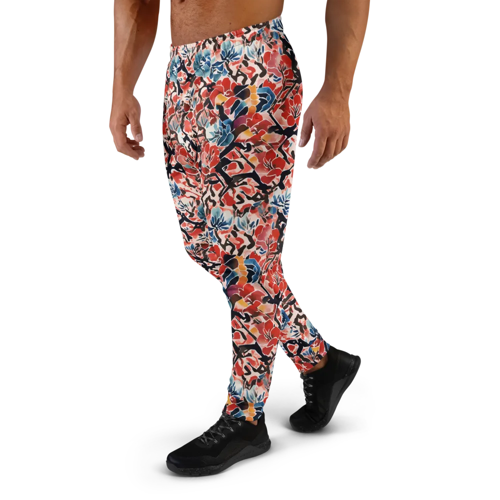 Crimson Brushwork on Men's Joggers — Left