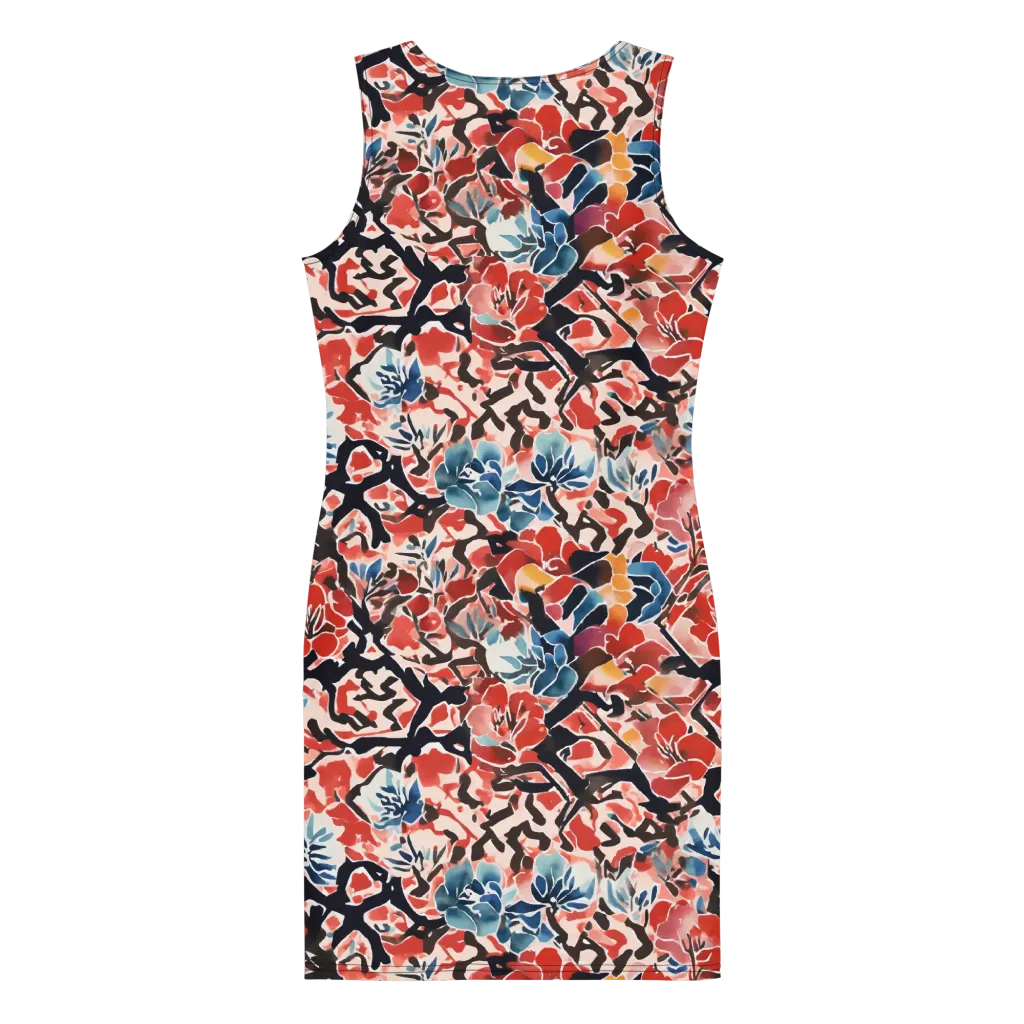 Crimson Brushwork on Bodycon Dress — Back