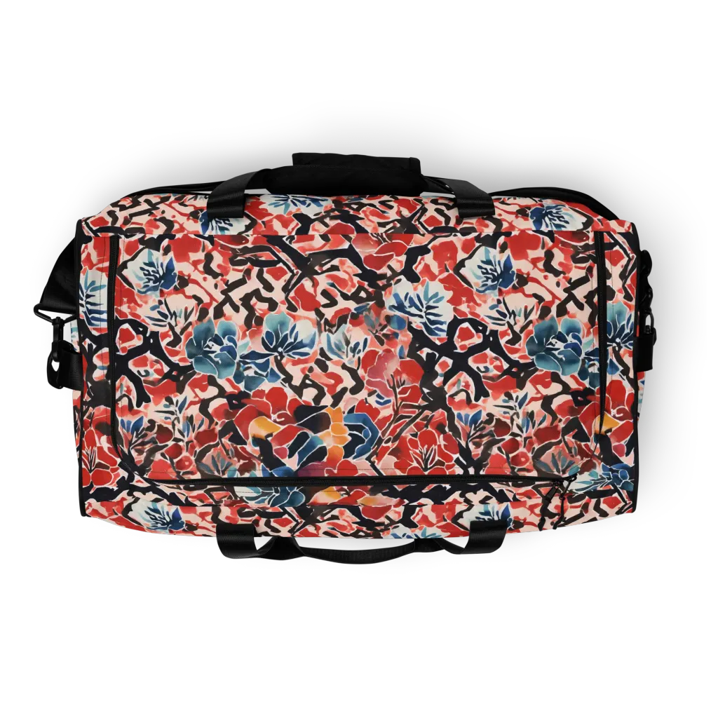 Crimson Brushwork on Duffle Bag — Top