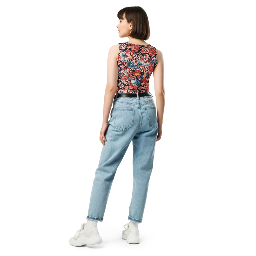 Crimson Brushwork on Crop Top — Back
