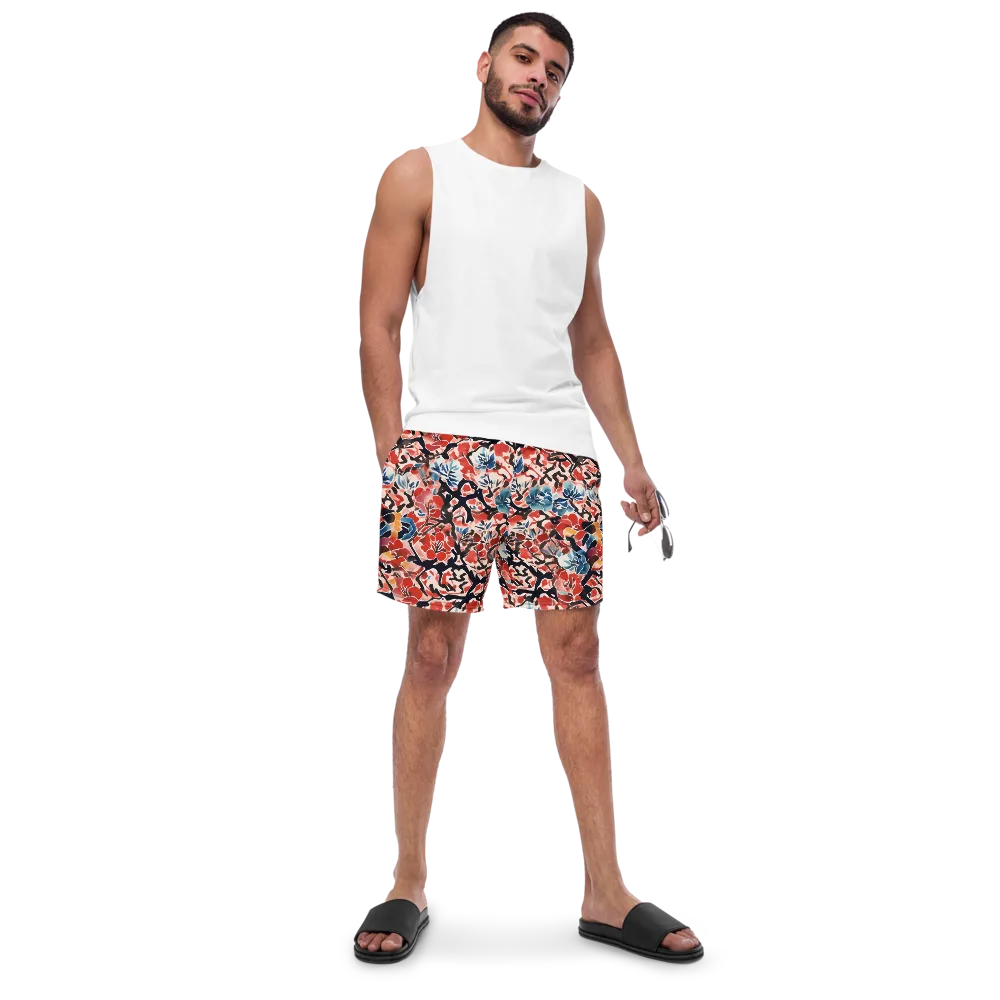 Crimson Brushwork on Swim Trunks — Front