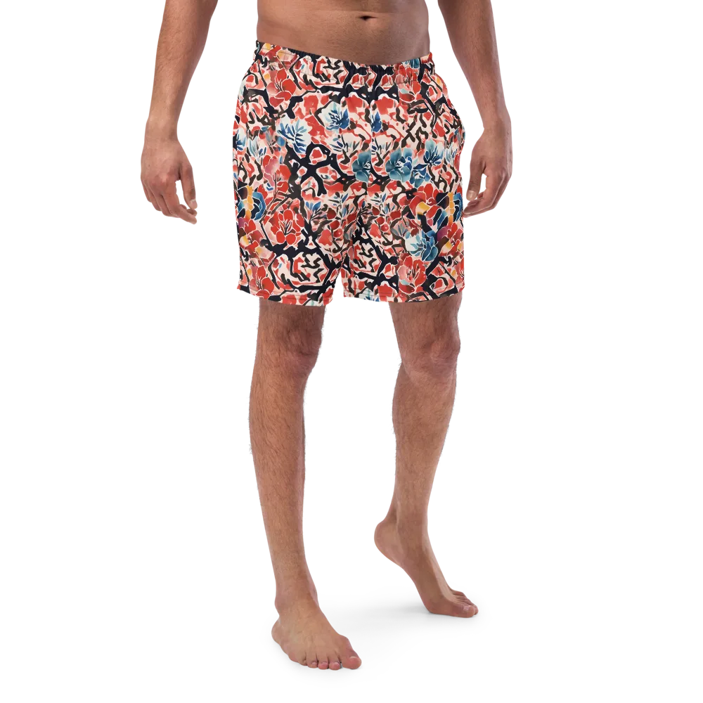 Crimson Brushwork on Swim Trunks — Front