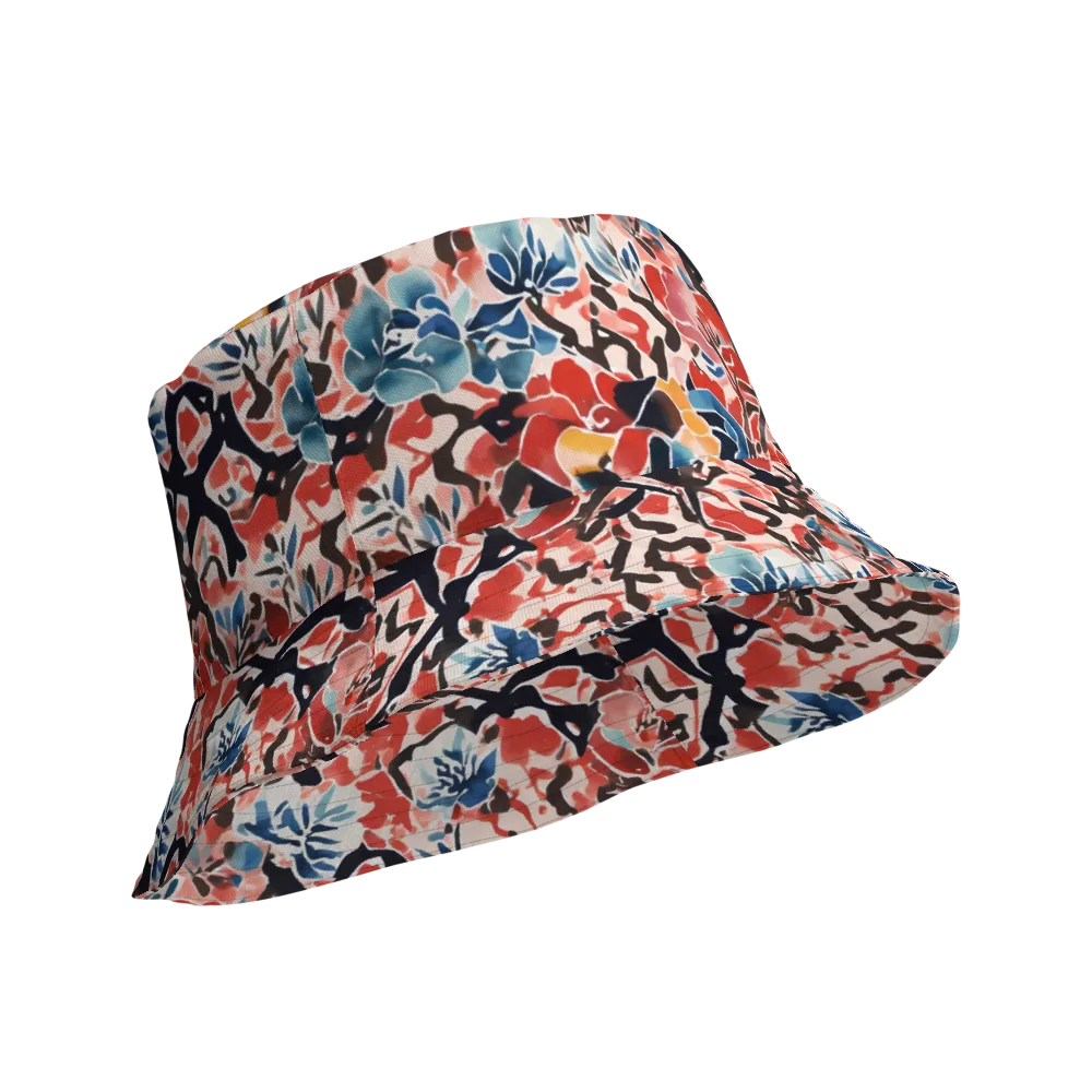 Crimson Brushwork on Reversible Bucket Hat — Product details Outside