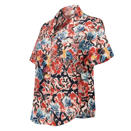 Crimson Brushwork on a Women's Short Sleeve Pajama Top