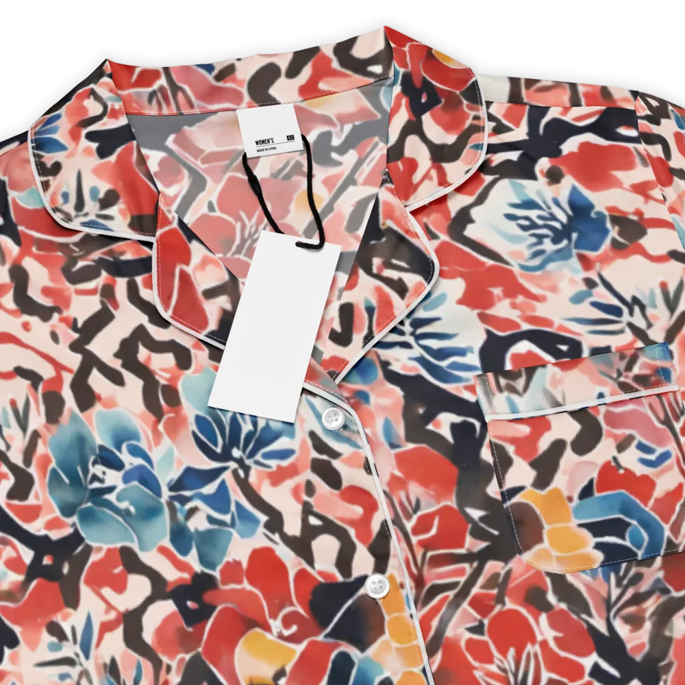 Crimson Brushwork on Women's Short Sleeve Pajama Top — Product details