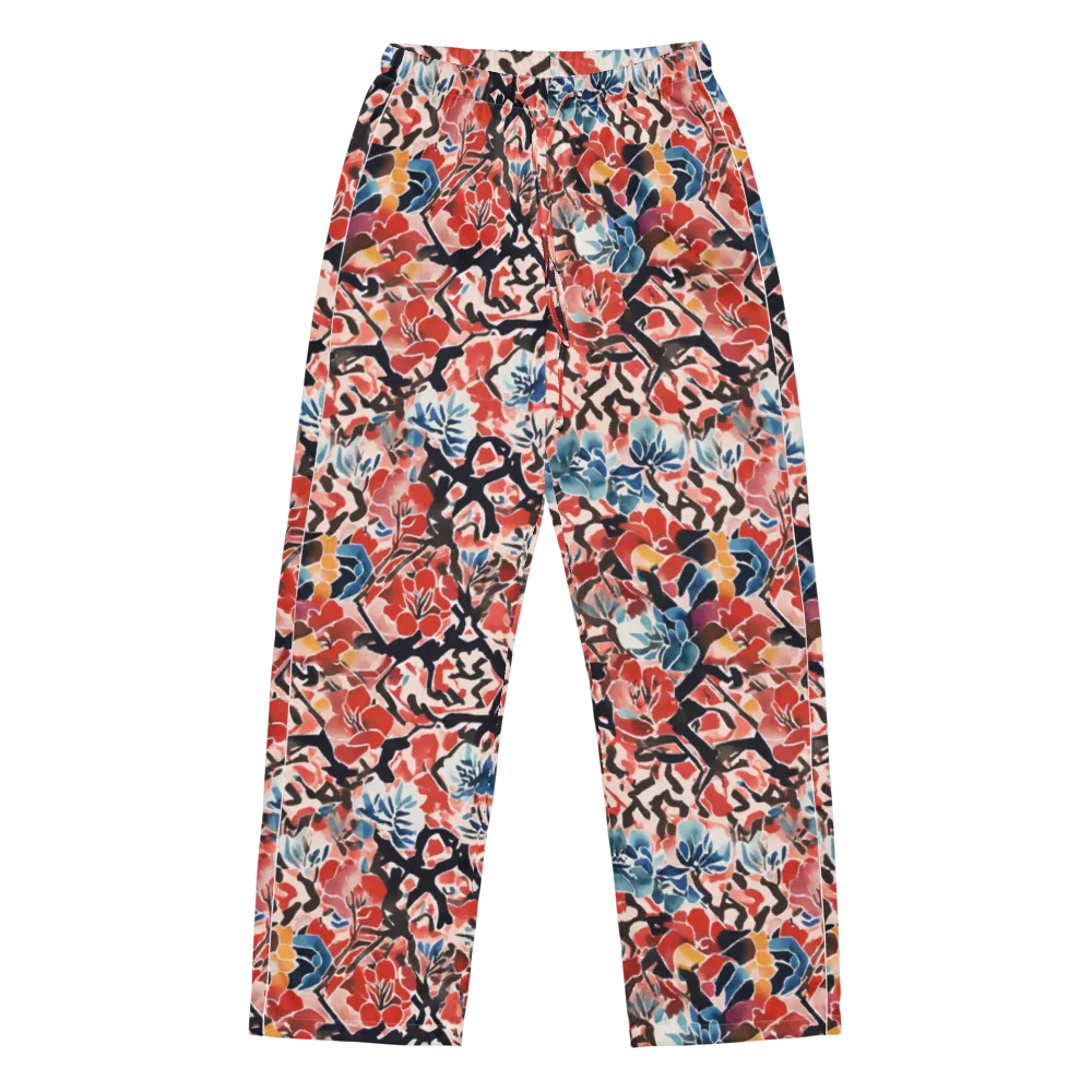 Crimson Brushwork on Women's Pajama Pants — Front