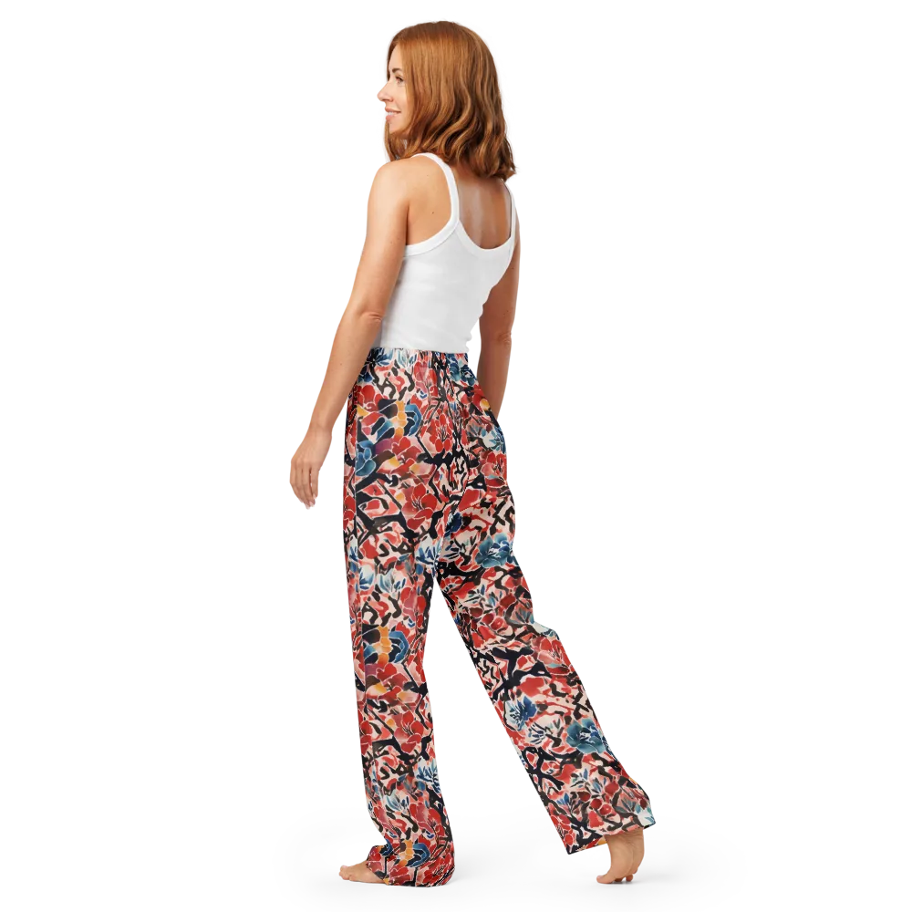 Crimson Brushwork on Women's Pajama Pants — Back