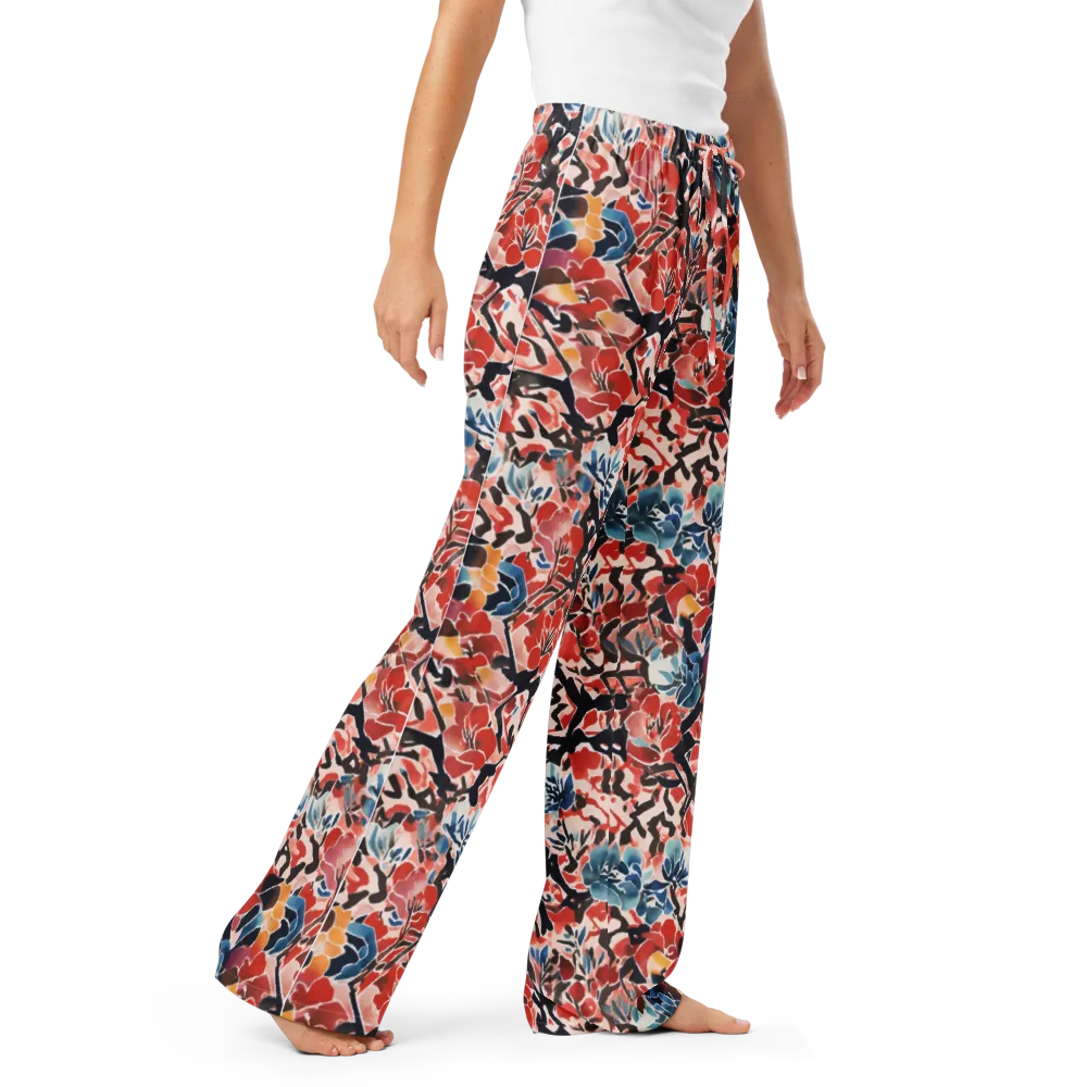 Crimson Brushwork on Women's Pajama Pants — Right Front