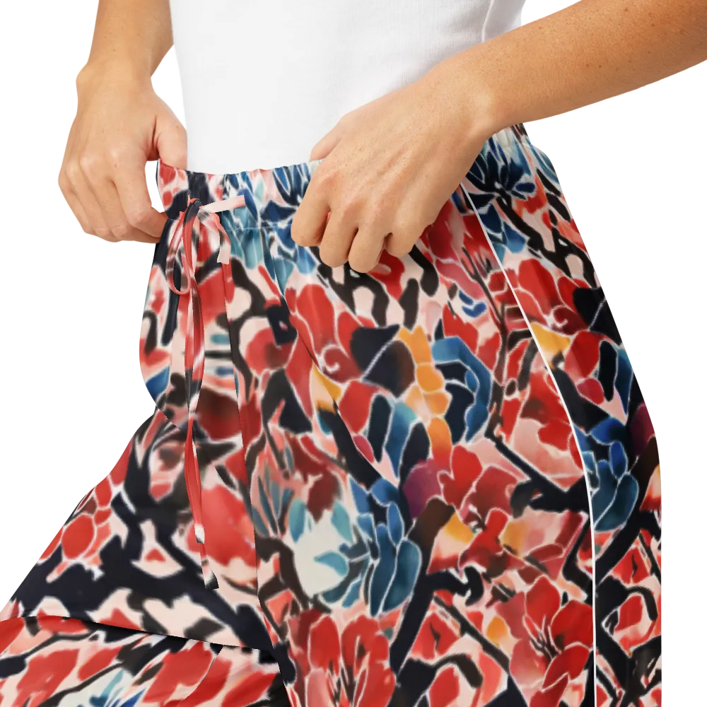 Crimson Brushwork on Women's Pajama Pants — Product details