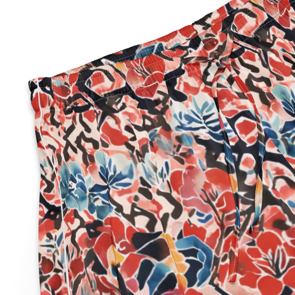 Crimson Brushwork on Women's Pajama Shorts — Product details