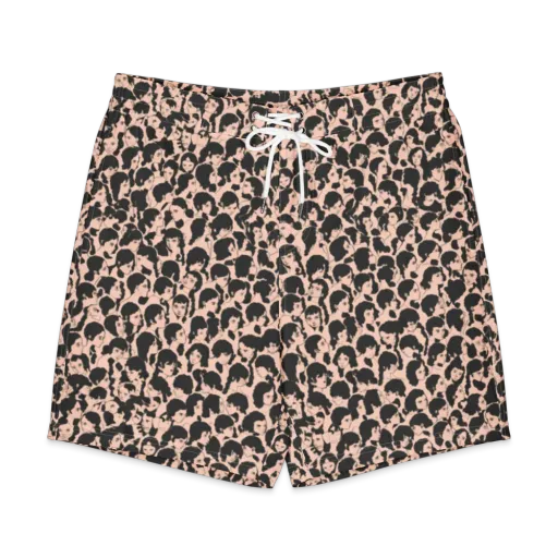 Many Faces on a Men's Board Shorts