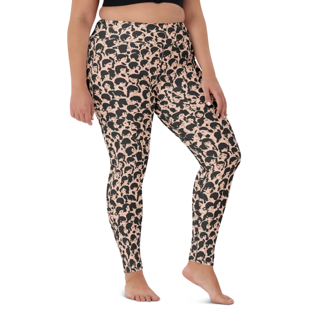 Many Faces on Yoga Leggings — Front