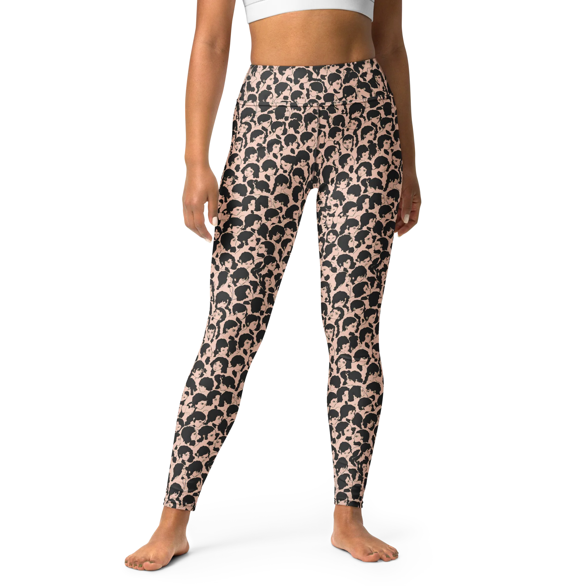 Many Faces on Yoga Leggings — Front