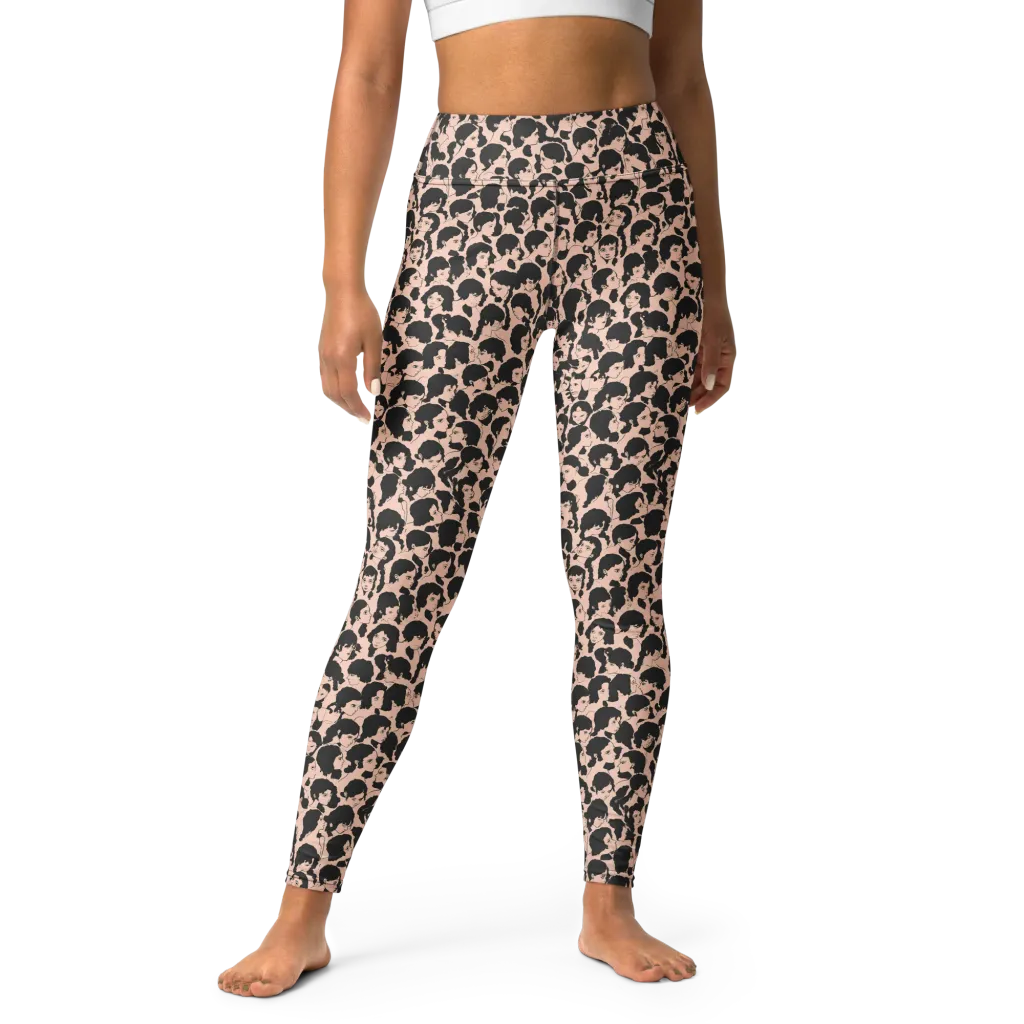 Many Faces on Yoga Leggings — Front