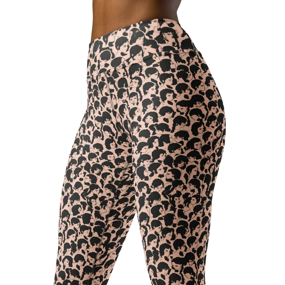 Many Faces on Yoga Leggings — Left Front
