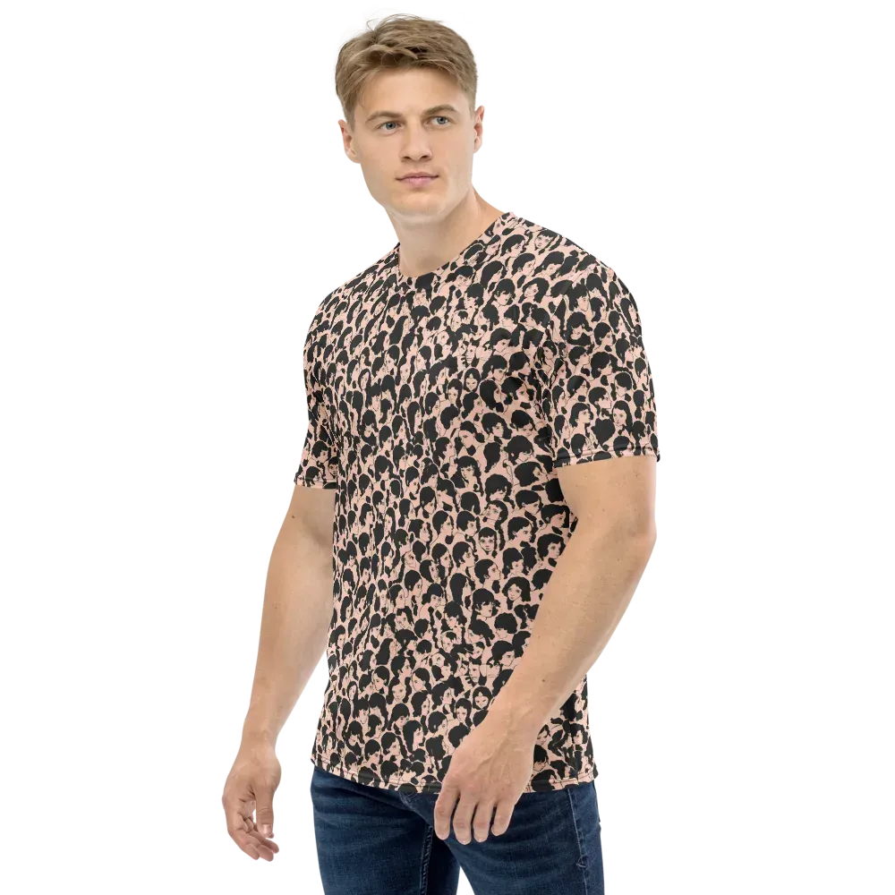 Many Faces on Men's Crew Neck T-Shirt — Left