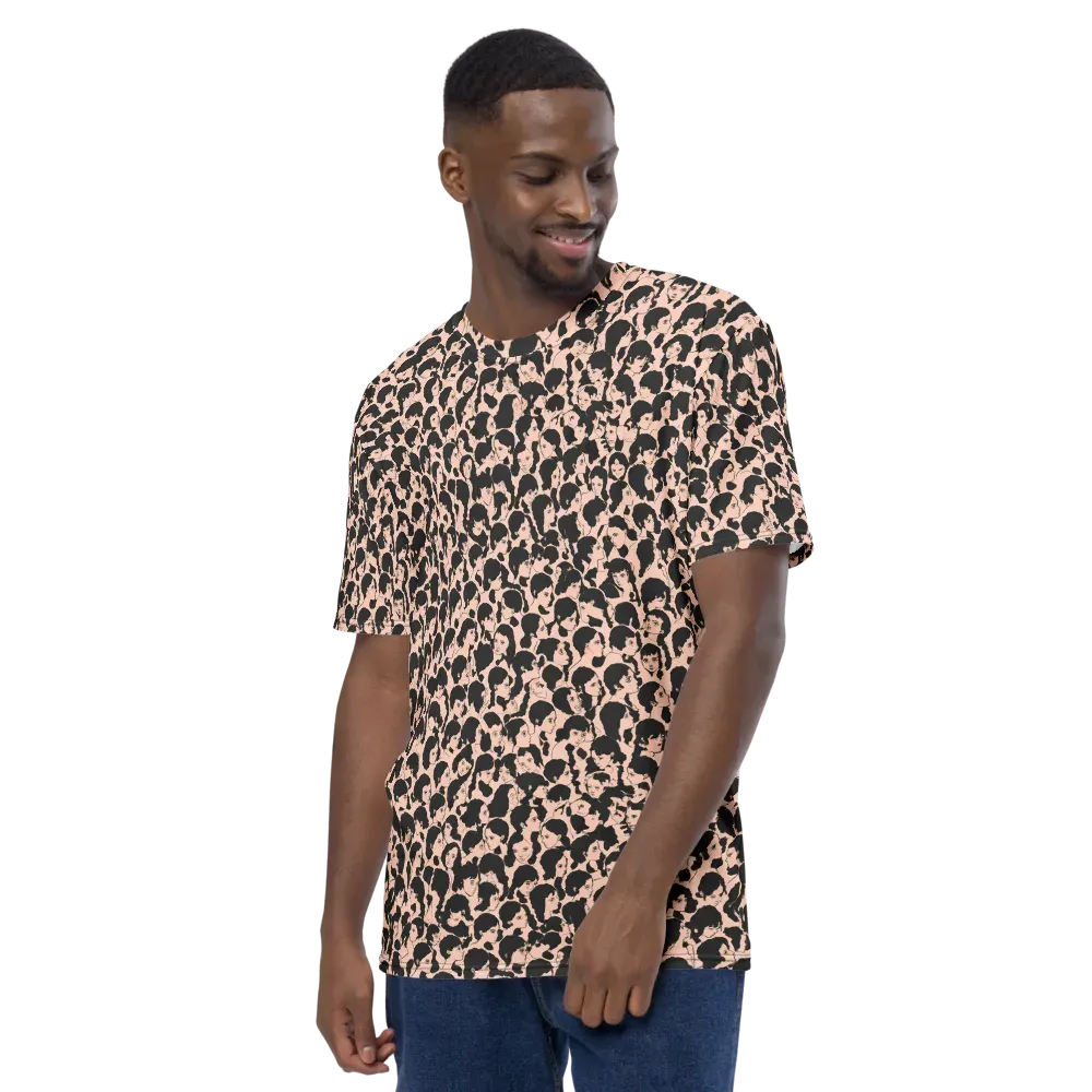 Many Faces on Men's Crew Neck T-Shirt — Left