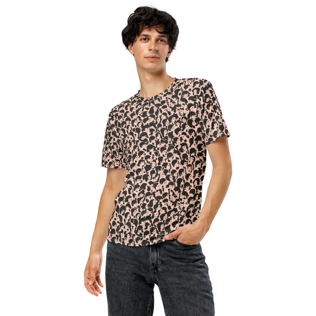 Many Faces on Men's Crew Neck T-Shirt — Front