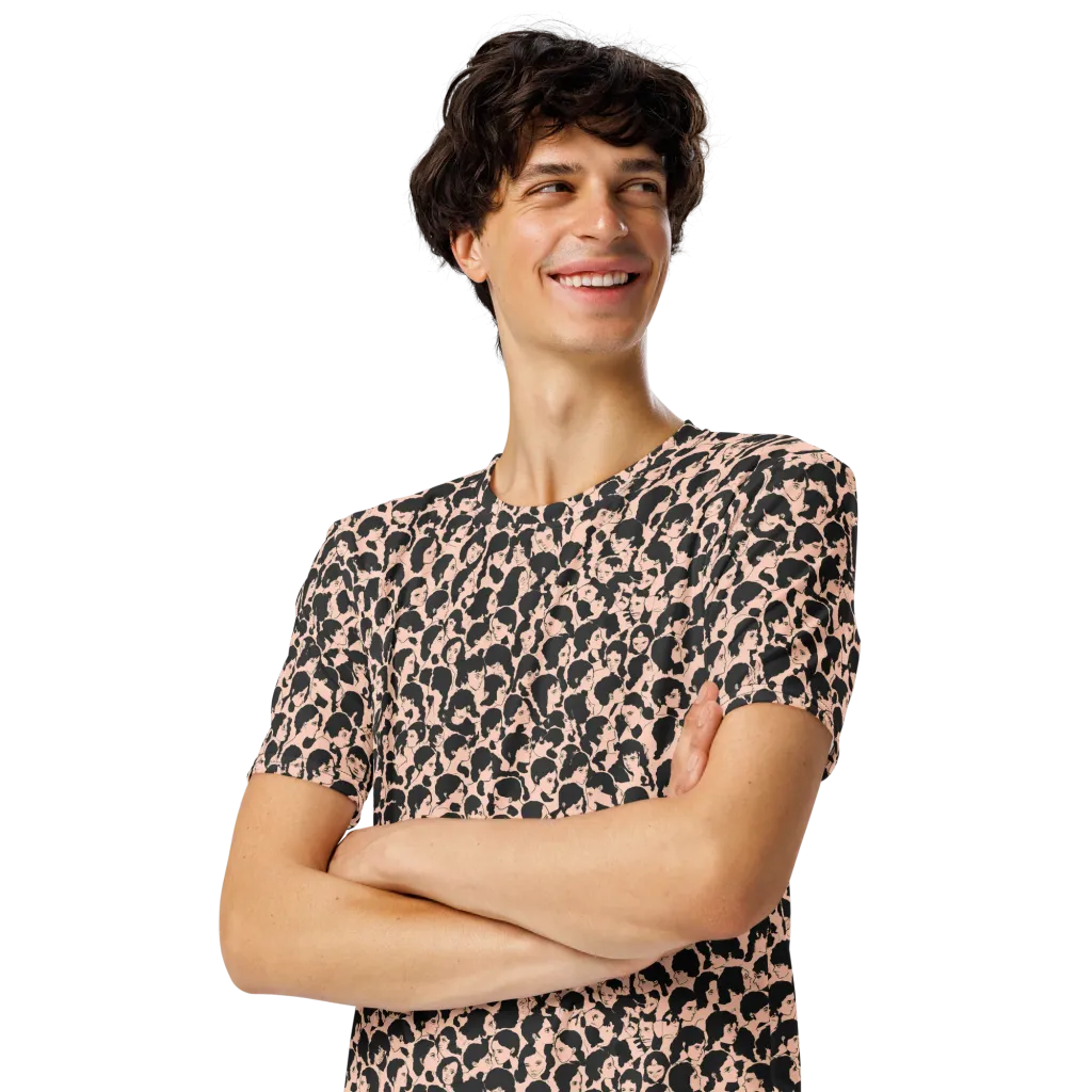 Many Faces on Men's Crew Neck T-Shirt — Left Front